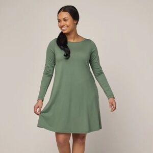 Wool& Rowena Swing Dress in Spruce Green HAS POCKETS